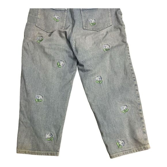 Vintage The Quacker Factory Blue Jeans Womens Size 10 Floral Embroidered Cotton - Picture 6 of 10